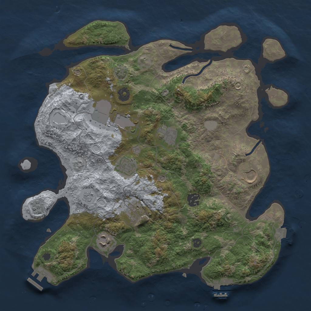 Rust Map: Procedural Map, Size: 3500, Seed: 224525794, 16 Monuments