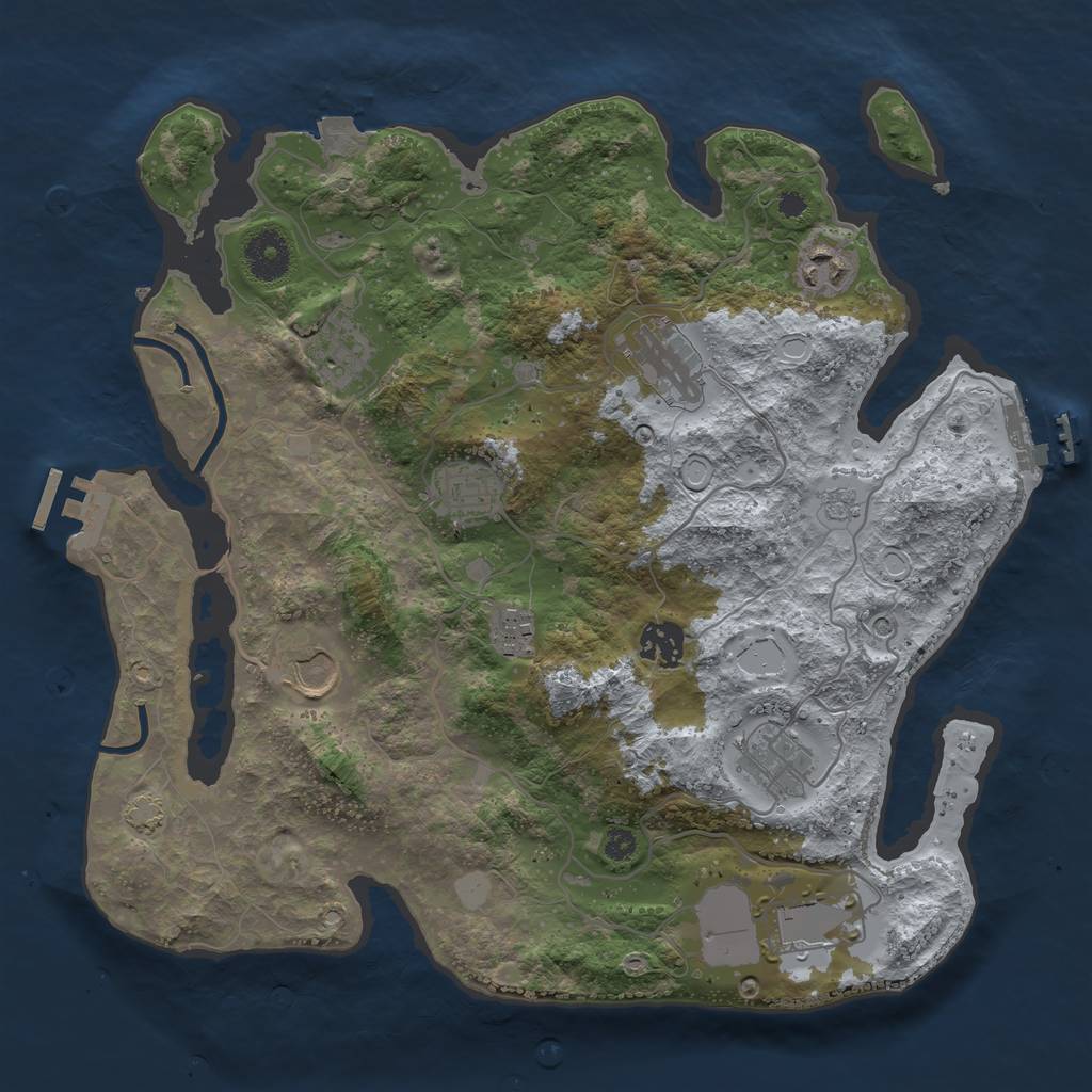 Rust Map: Procedural Map, Size: 3500, Seed: 718380448, 17 Monuments