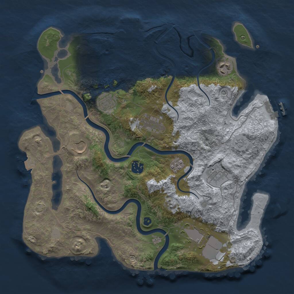 Rust Map: Procedural Map, Size: 3500, Seed: 718380448, 14 Monuments