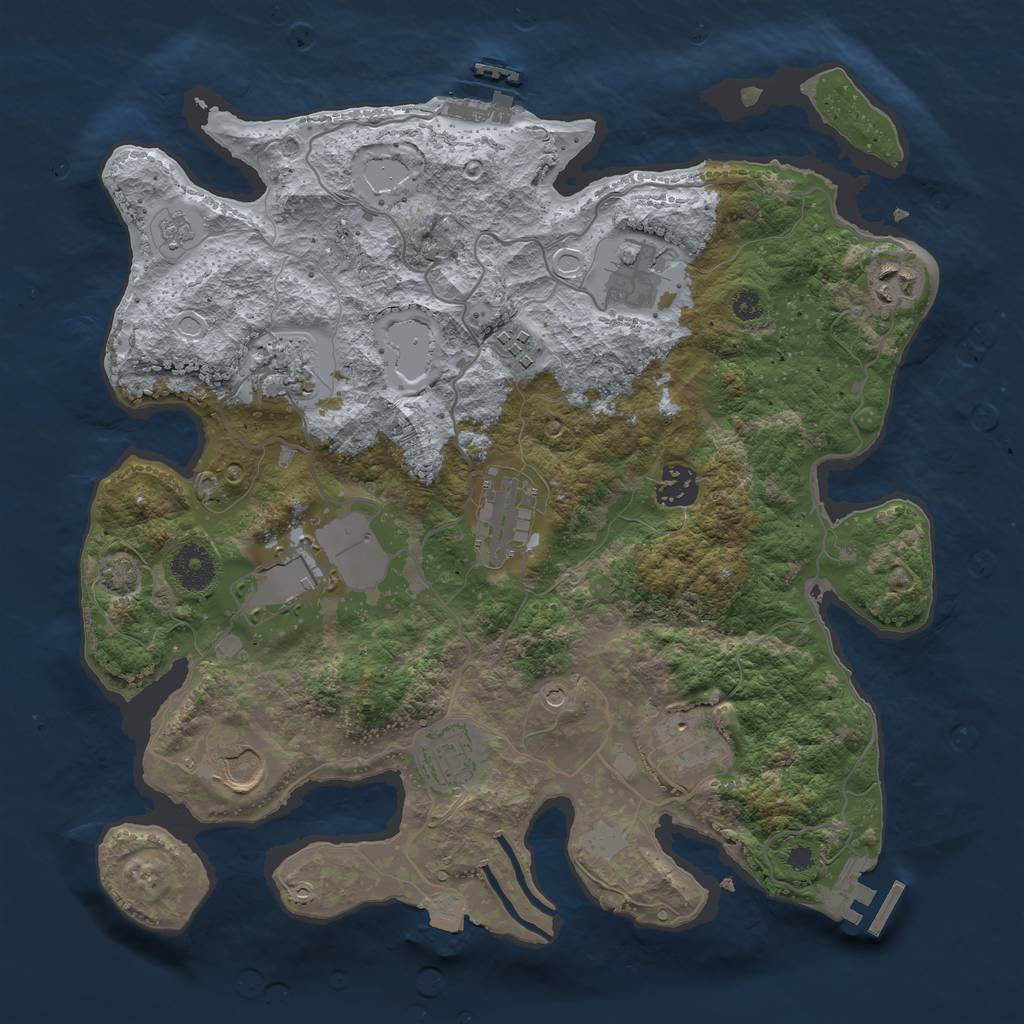 Rust Map: Procedural Map, Size: 3500, Seed: 11318255, 18 Monuments