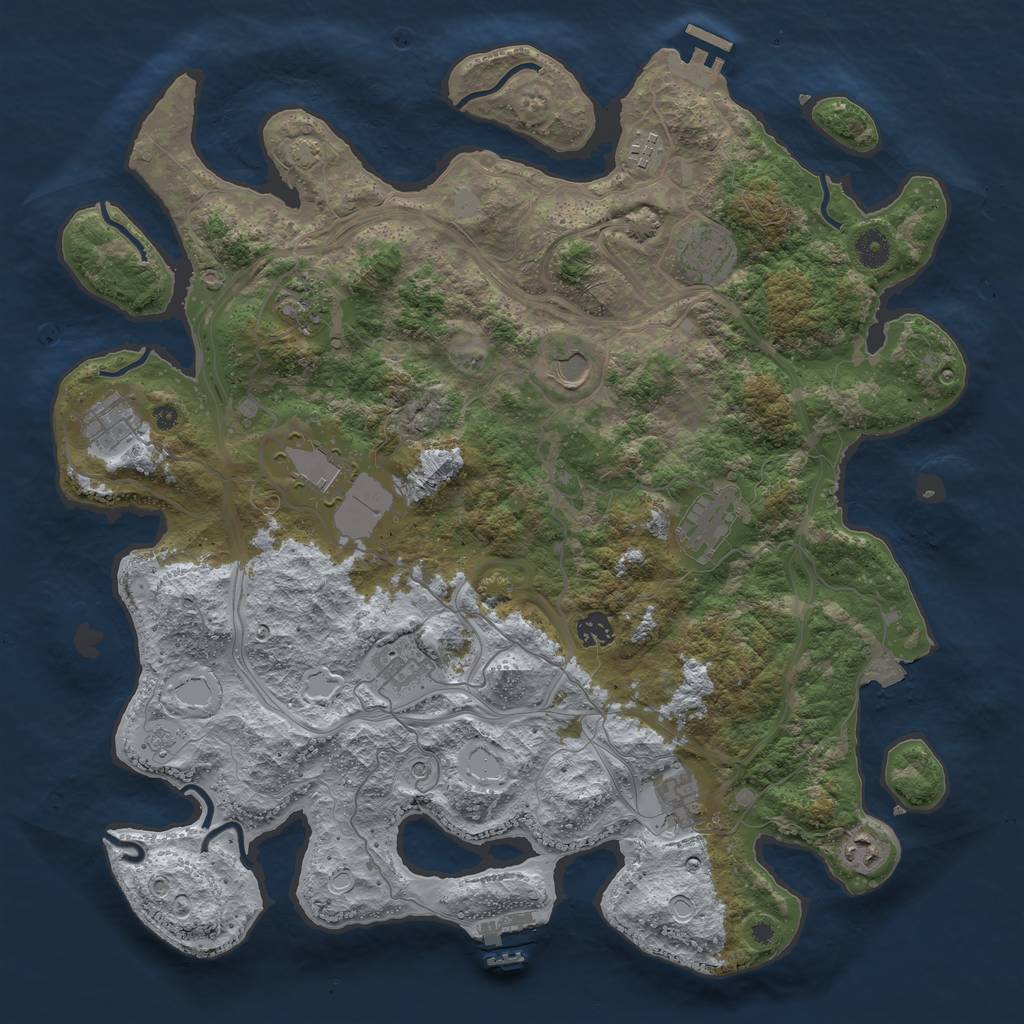 Rust Map: Procedural Map, Size: 4250, Seed: 1943090770, 19 Monuments