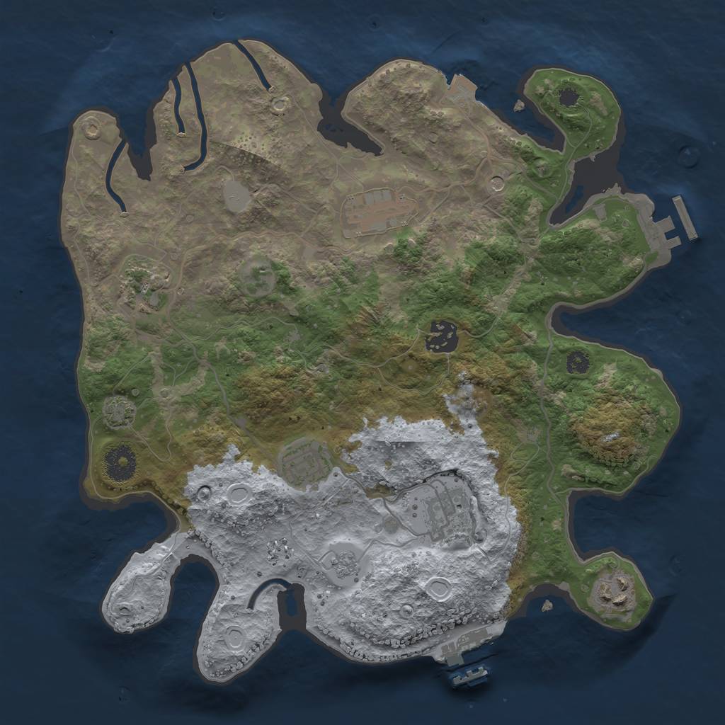 Rust Map: Procedural Map, Size: 3200, Seed: 994607480, 14 Monuments