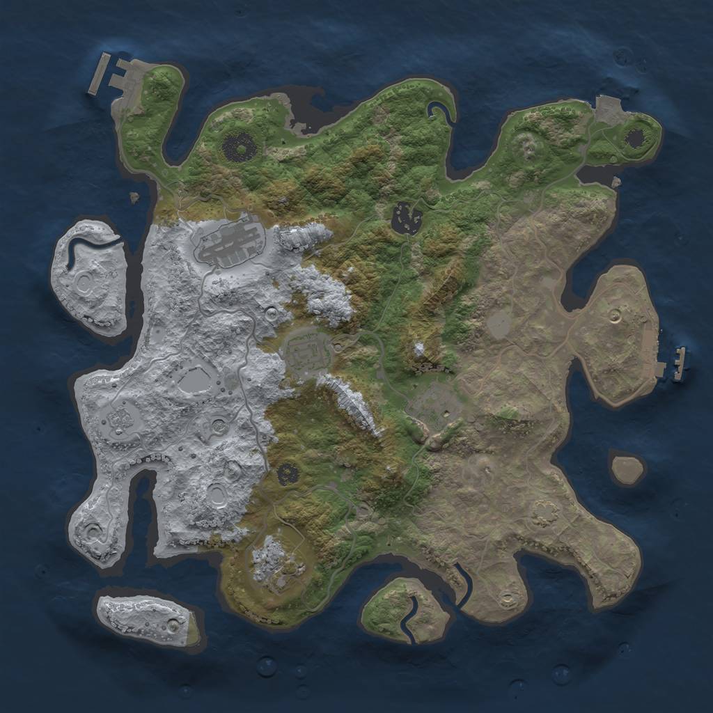 Rust Map: Procedural Map, Size: 3300, Seed: 59667634, 13 Monuments