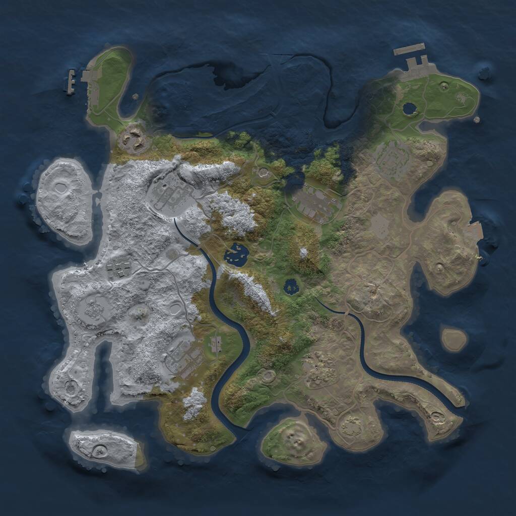 Rust Map: Procedural Map, Size: 3300, Seed: 59667634, 14 Monuments