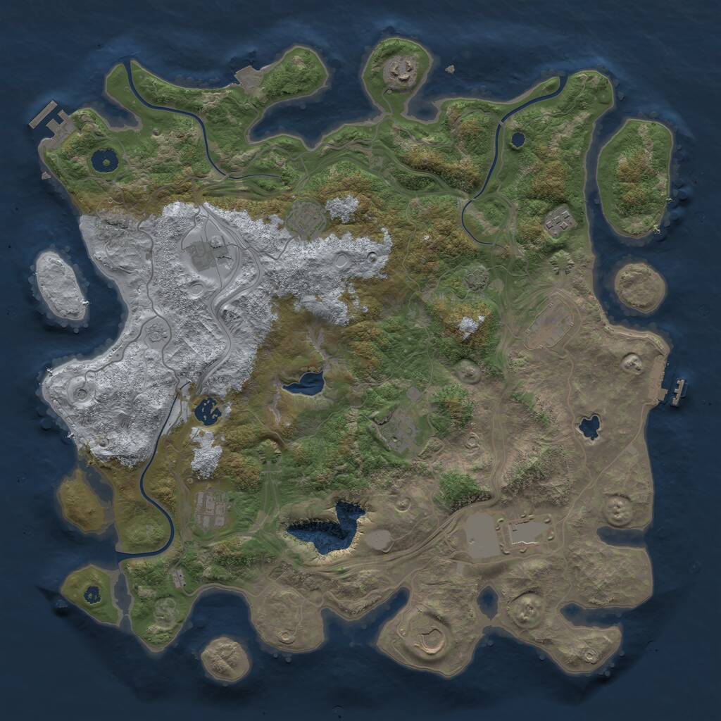 Rust Map: Procedural Map, Size: 4250, Seed: 1846467183, 16 Monuments