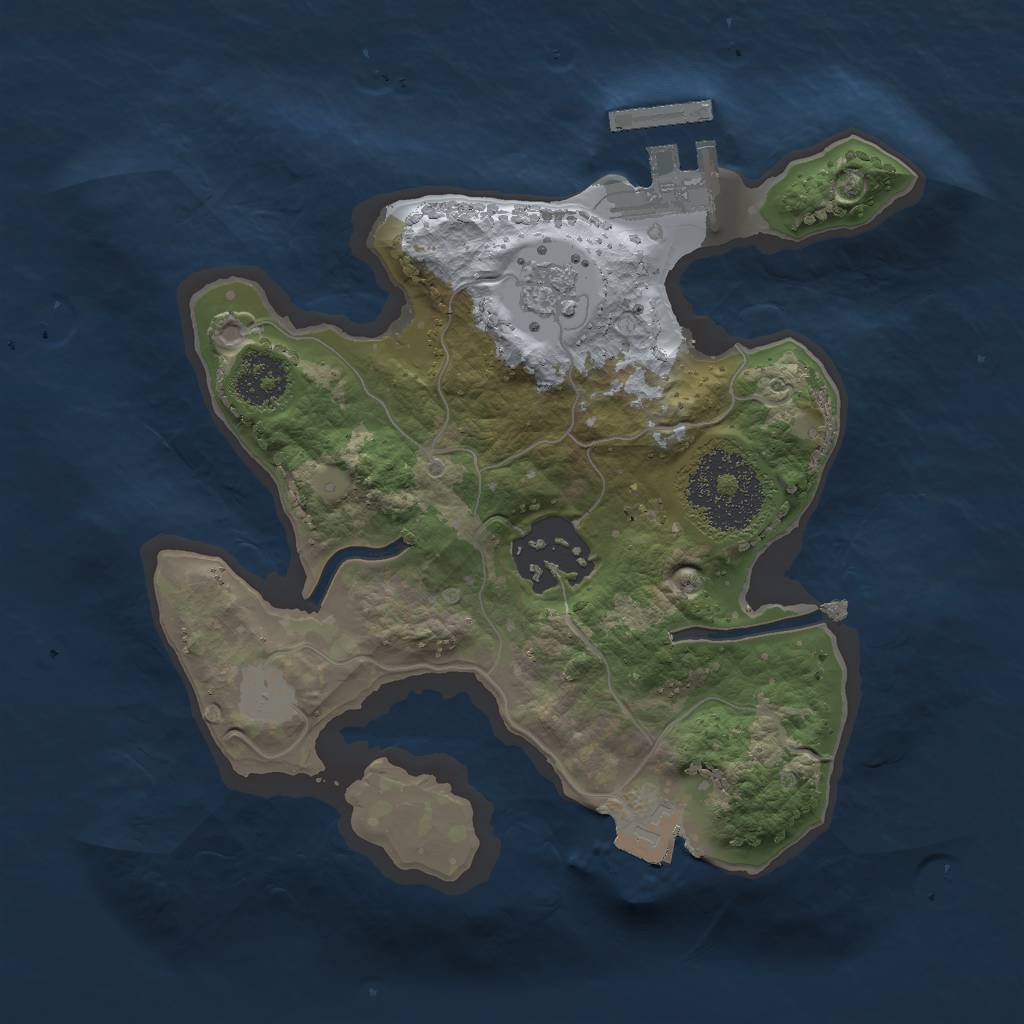 Rust Map: Procedural Map, Size: 2000, Seed: 1023570382, 6 Monuments