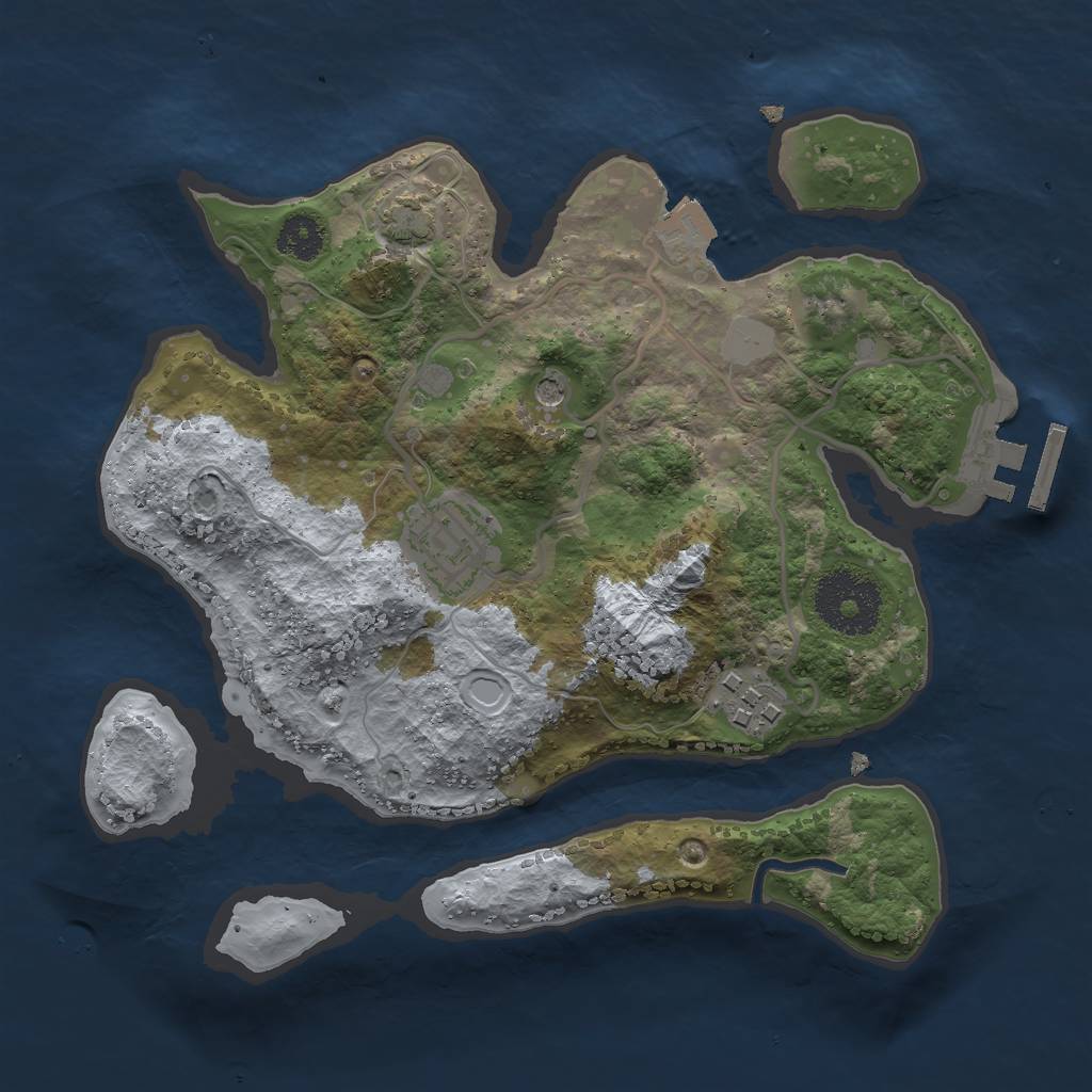 Rust Map: Procedural Map, Size: 2500, Seed: 1673482432, 8 Monuments