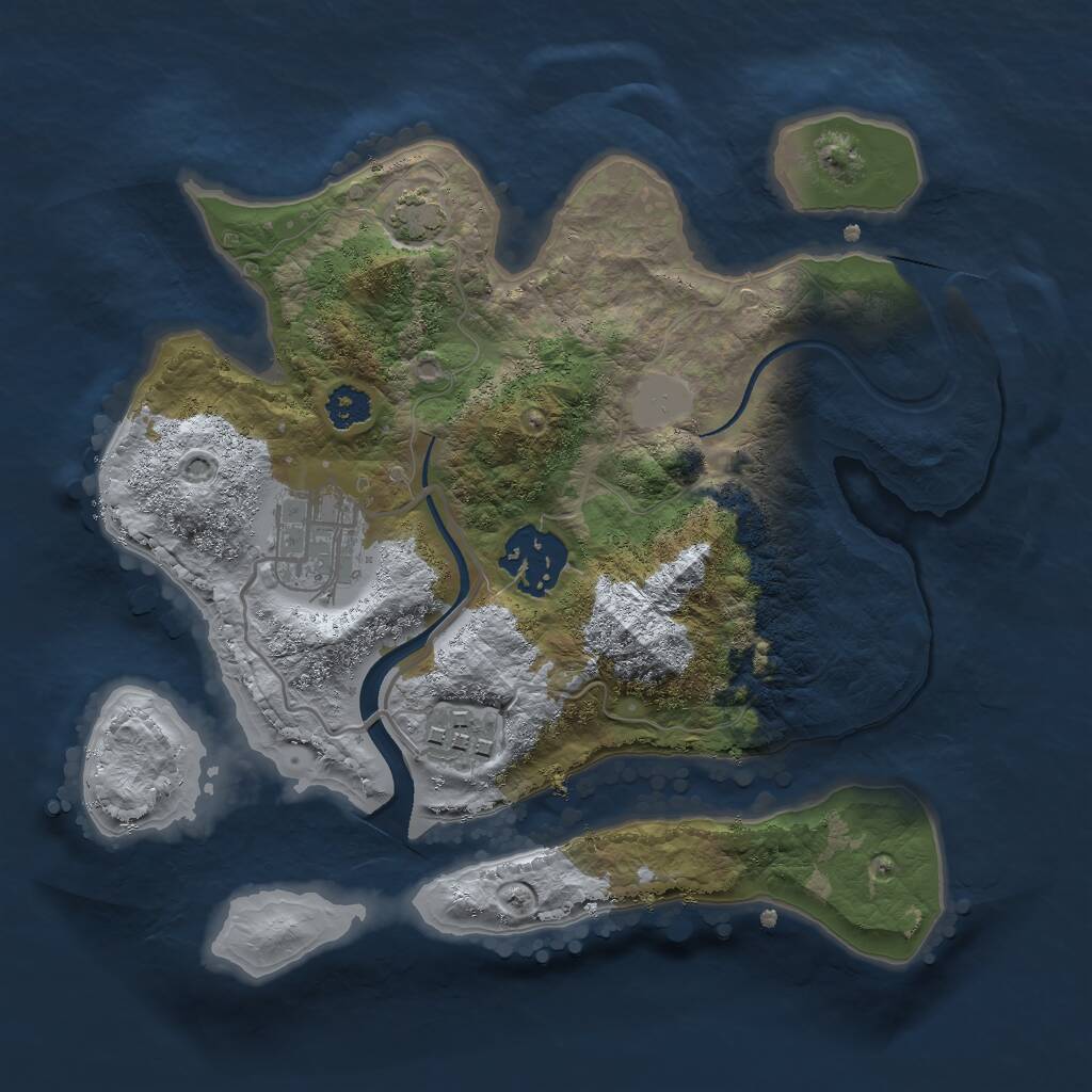 Rust Map: Procedural Map, Size: 2500, Seed: 1673482432, 5 Monuments