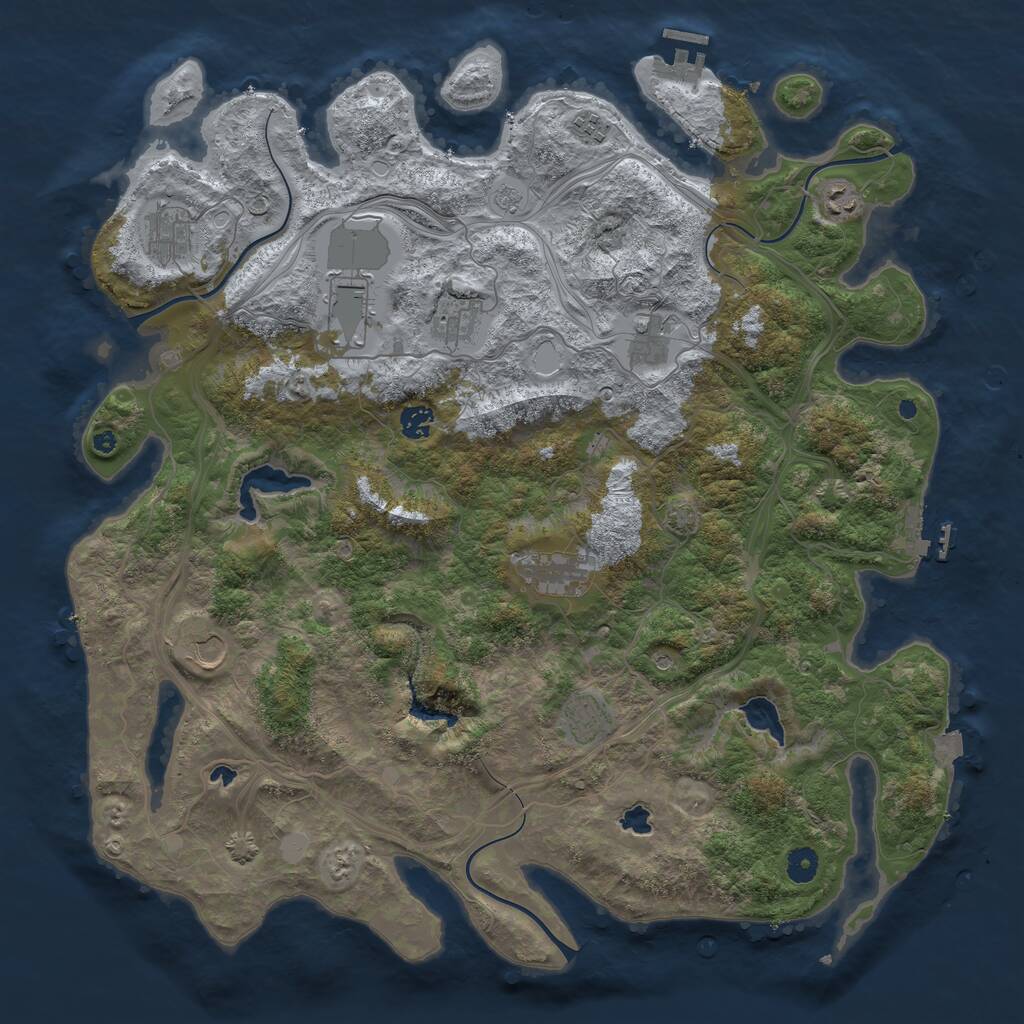 Rust Map: Procedural Map, Size: 4500, Seed: 1852585089, 16 Monuments