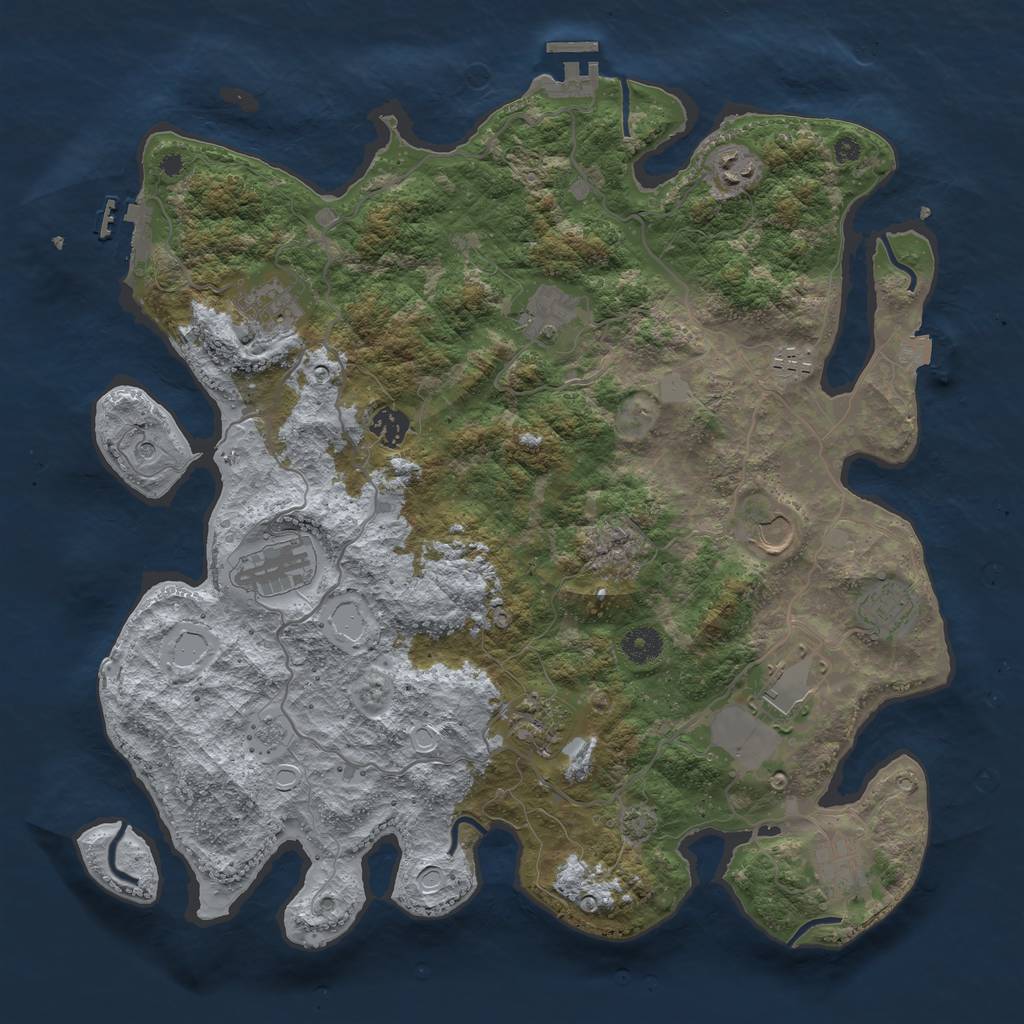 Rust Map: Procedural Map, Size: 4000, Seed: 574686496, 19 Monuments