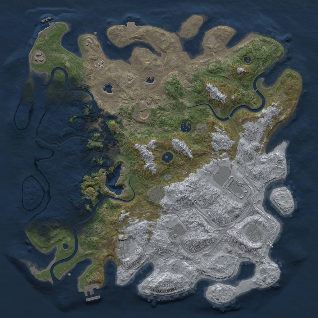 Rust Map: Procedural Map, Size: 4500, Seed: 327061087, 16 Monuments