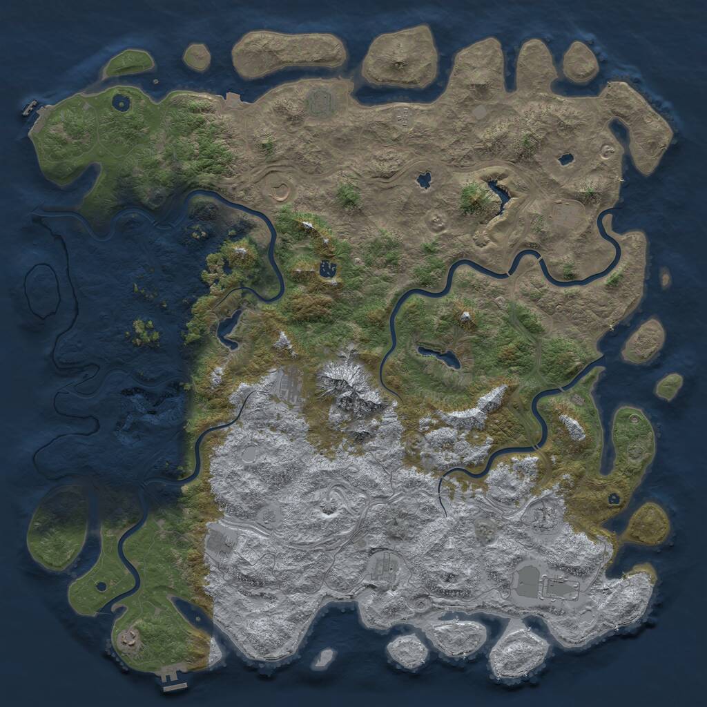 Rust Map: Procedural Map, Size: 6000, Seed: 72555, 17 Monuments