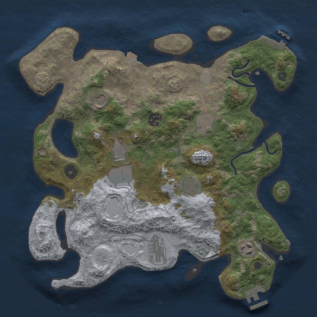 Rust Map: Procedural Map, Size: 3500, Seed: 95369420, 16 Monuments