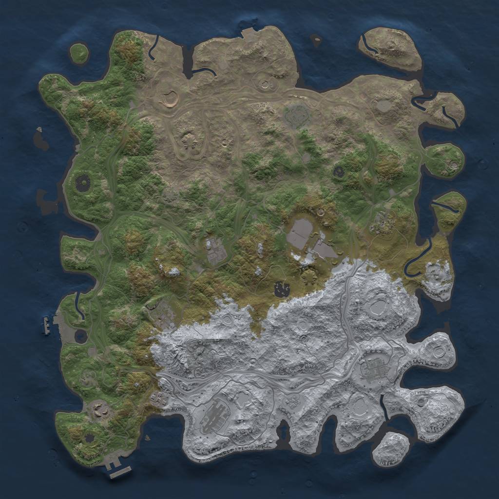 Rust Map: Procedural Map, Size: 4500, Seed: 935286542, 19 Monuments