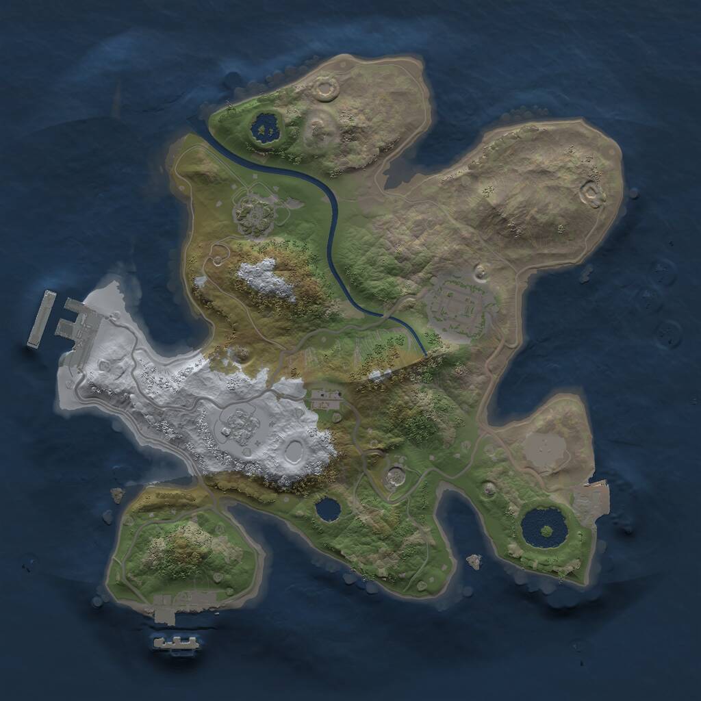 Rust Map: Procedural Map, Size: 2400, Seed: 50001, 7 Monuments