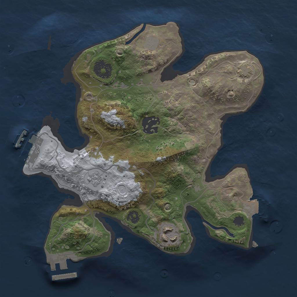 Rust Map: Procedural Map, Size: 2400, Seed: 50001, 9 Monuments