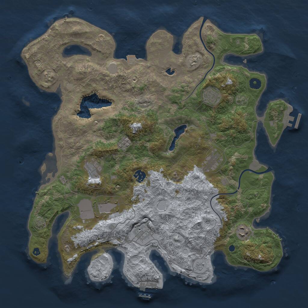Rust Map: Procedural Map, Size: 4000, Seed: 32133732, 14 Monuments