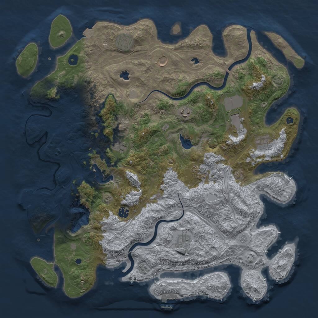 Rust Map: Procedural Map, Size: 4500, Seed: 2082024, 16 Monuments