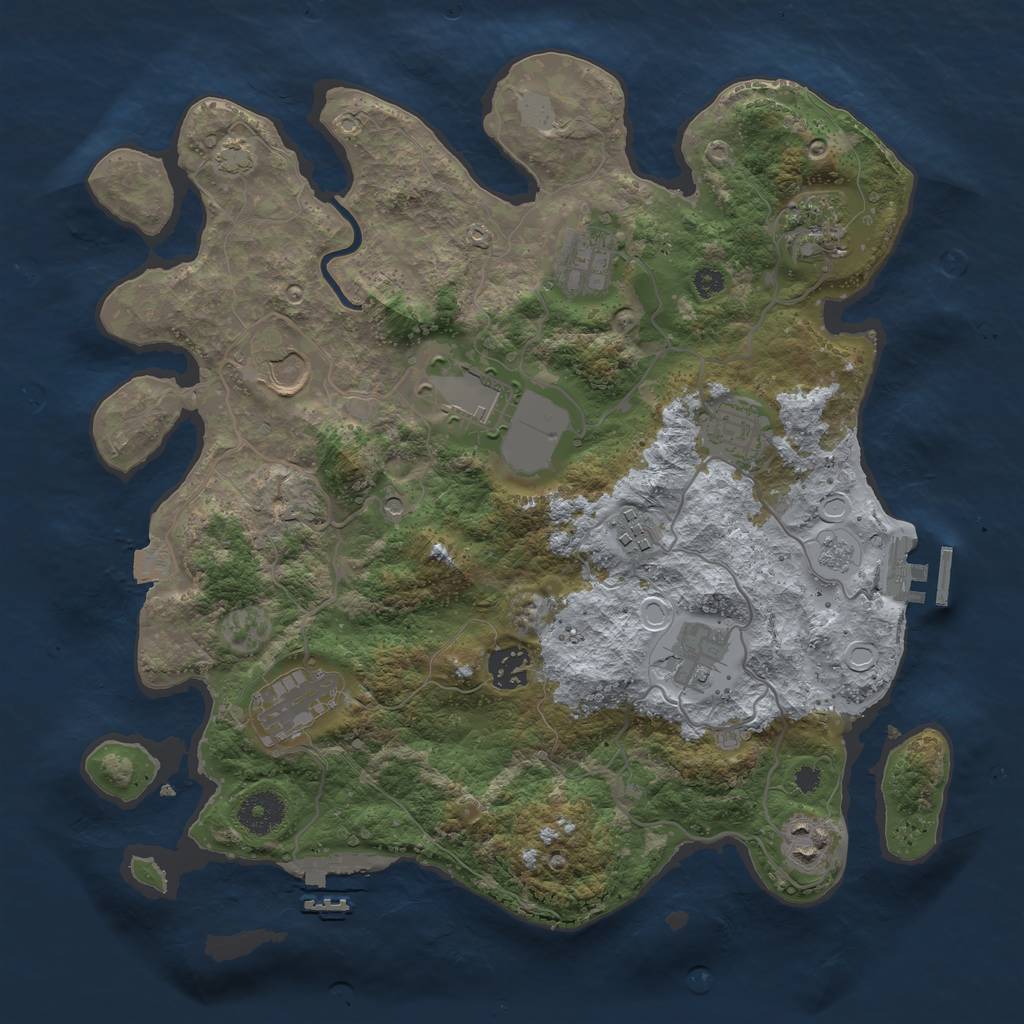 Rust Map: Procedural Map, Size: 3500, Seed: 1213688350, 18 Monuments