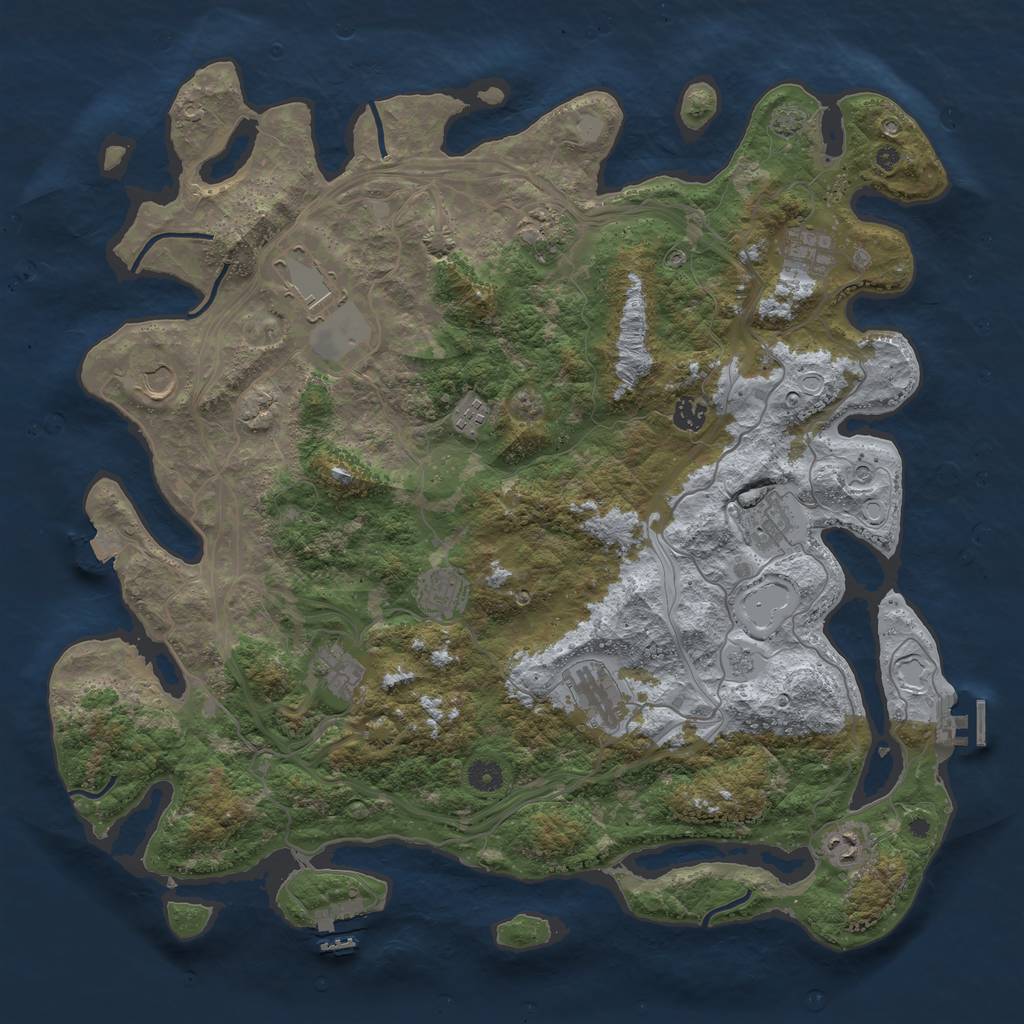 Rust Map: Procedural Map, Size: 4500, Seed: 1589378433, 19 Monuments