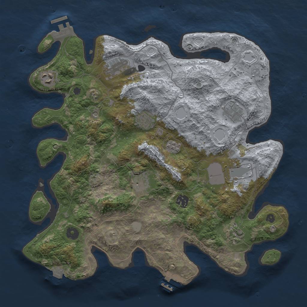 Rust Map: Procedural Map, Size: 3650, Seed: 581129390, 17 Monuments
