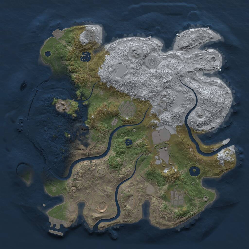 Rust Map: Procedural Map, Size: 3500, Seed: 2009783628, 15 Monuments