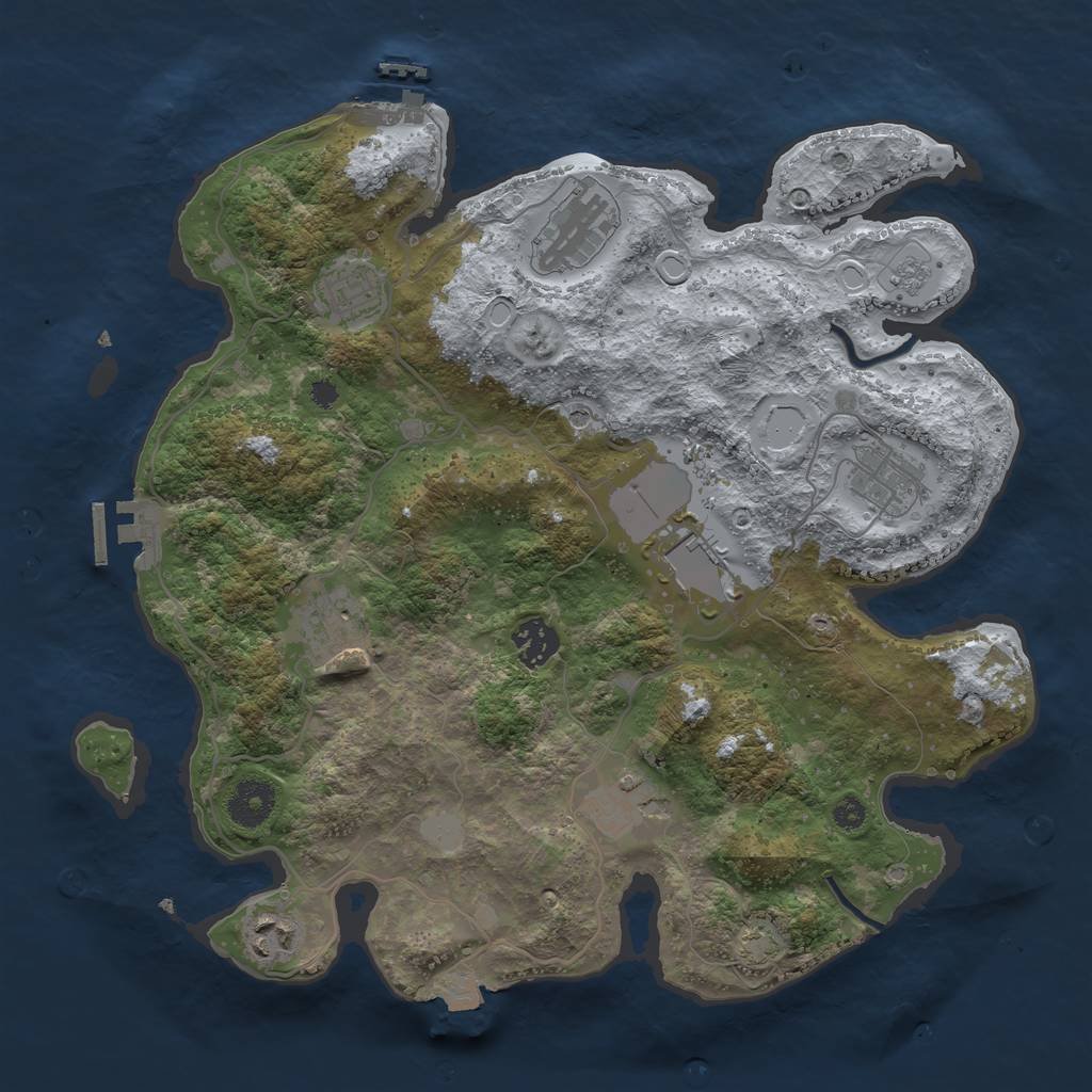 Rust Map: Procedural Map, Size: 3500, Seed: 2009783628, 16 Monuments