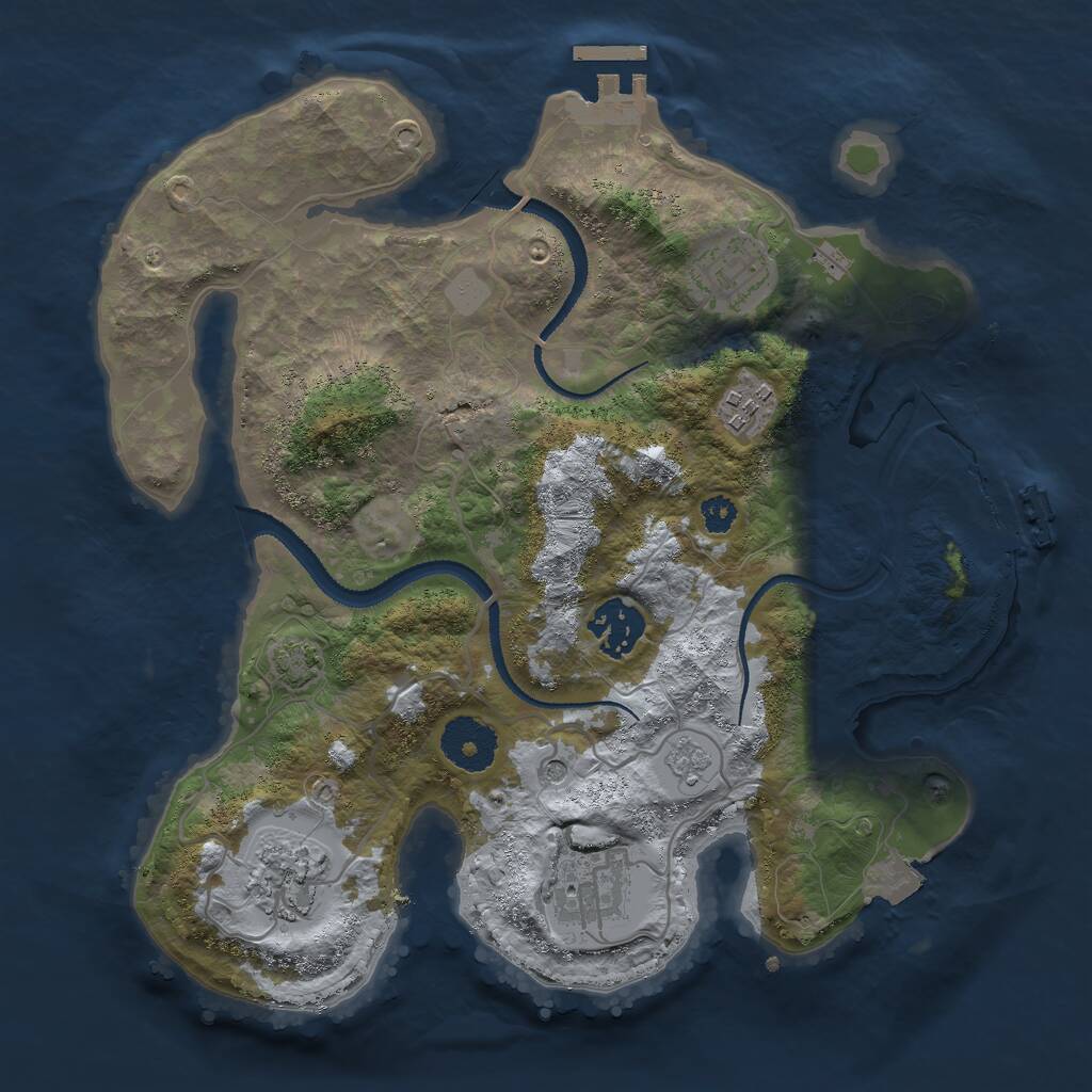 Rust Map: Procedural Map, Size: 3000, Seed: 2136230981, 11 Monuments