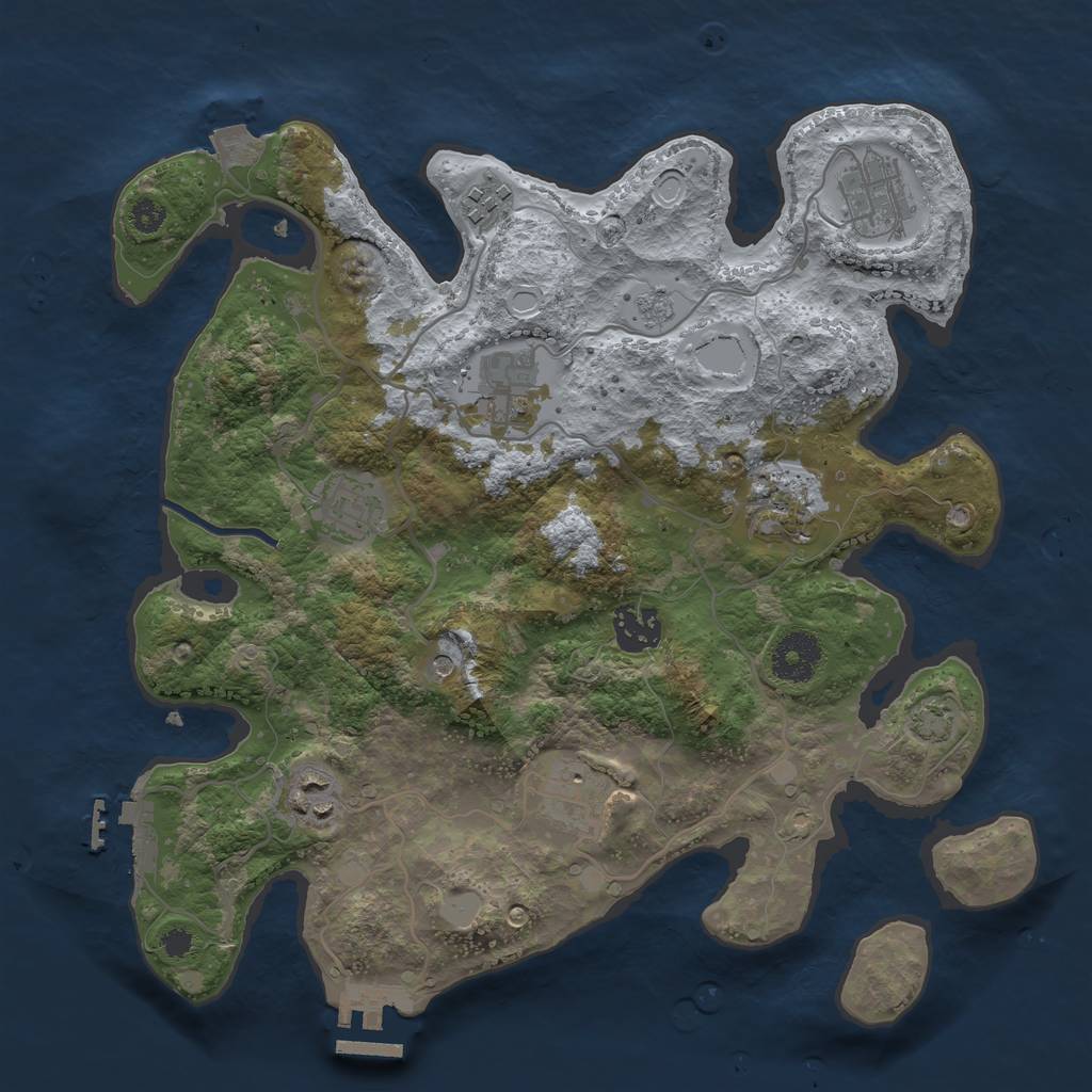 Rust Map: Procedural Map, Size: 3300, Seed: 353530598, 16 Monuments