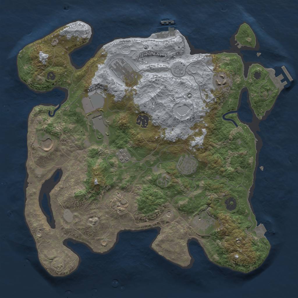 Rust Map: Procedural Map, Size: 3500, Seed: 1088256837, 17 Monuments