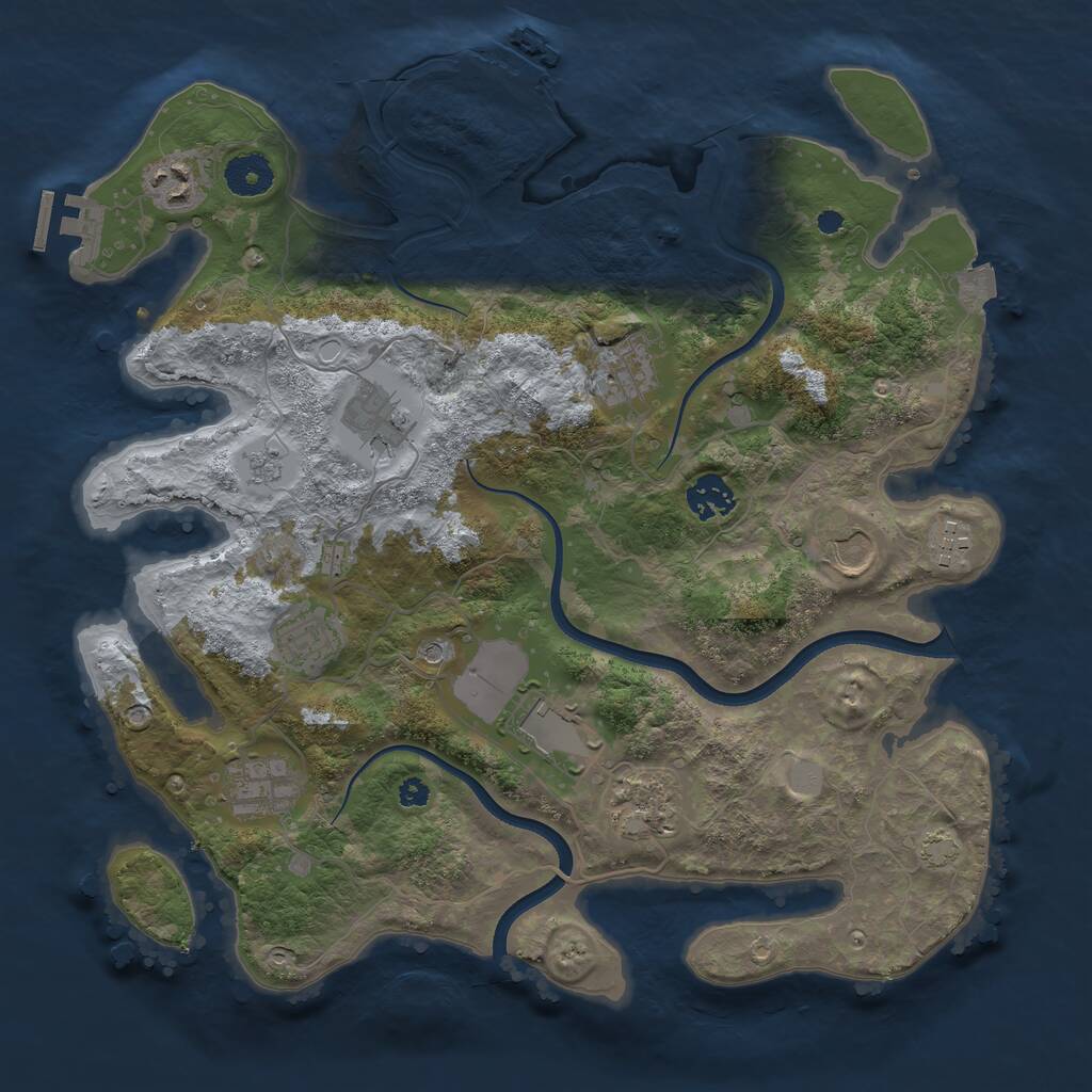 Rust Map: Procedural Map, Size: 3600, Seed: 1591073514, 16 Monuments