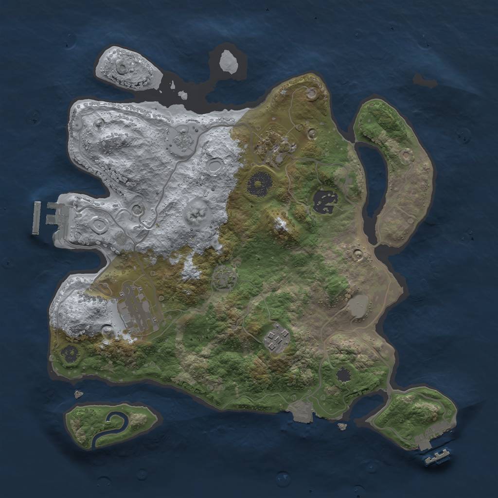 Rust Map: Procedural Map, Size: 3000, Seed: 6660, 12 Monuments