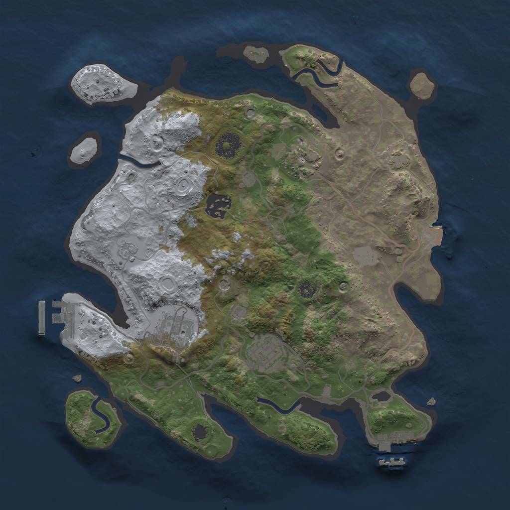 Rust Map: Procedural Map, Size: 3000, Seed: 24132, 12 Monuments