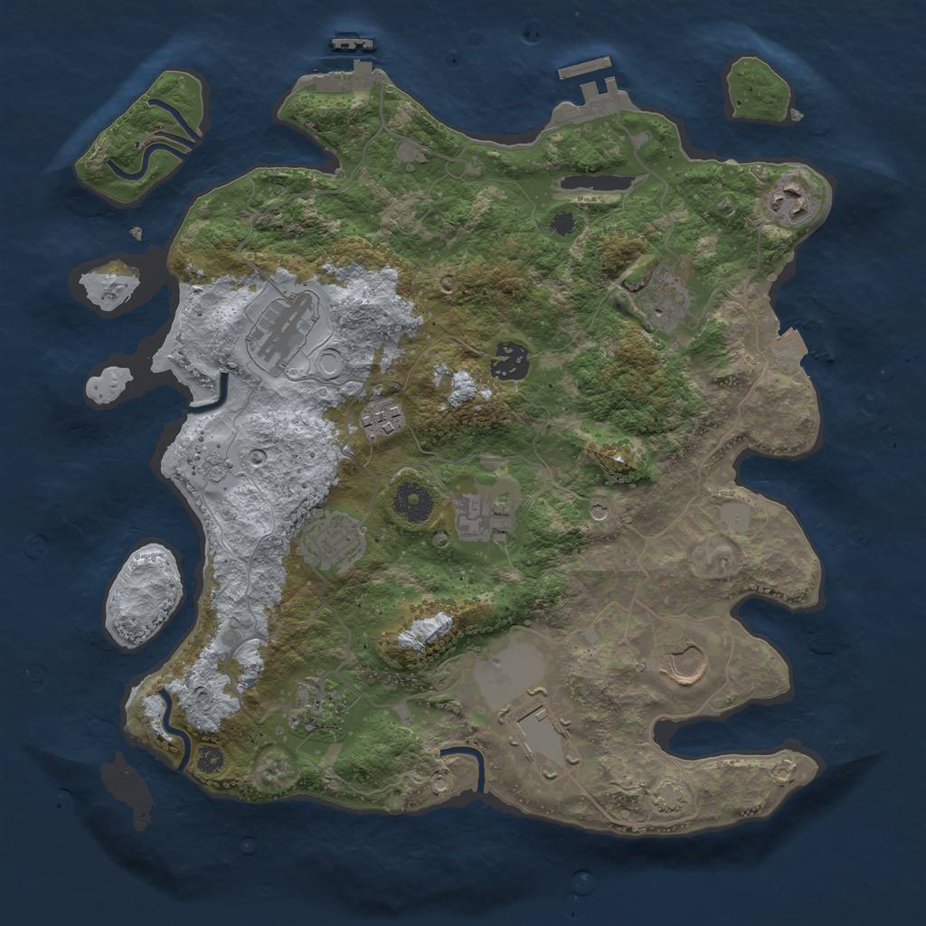 Rust Map: Procedural Map, Size: 3500, Seed: 112033446, 18 Monuments