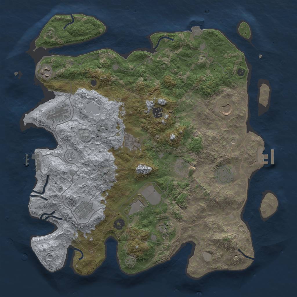 Rust Map: Procedural Map, Size: 4000, Seed: 56987, 19 Monuments
