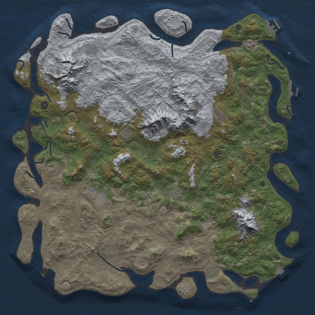 Rust Map: Procedural Map, Size: 6000, Seed: 1133, 19 Monuments