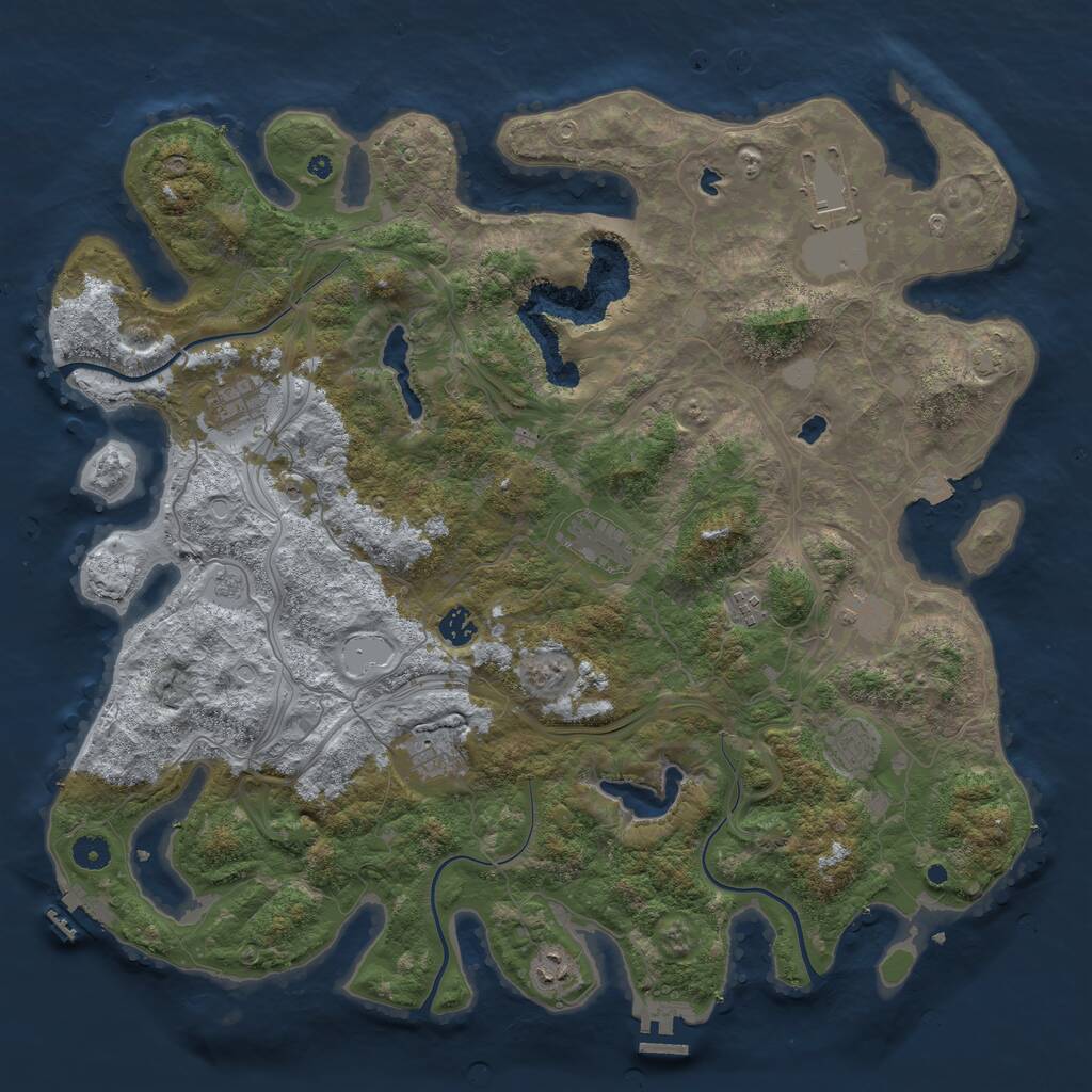 Rust Map: Procedural Map, Size: 4500, Seed: 2063452409, 15 Monuments