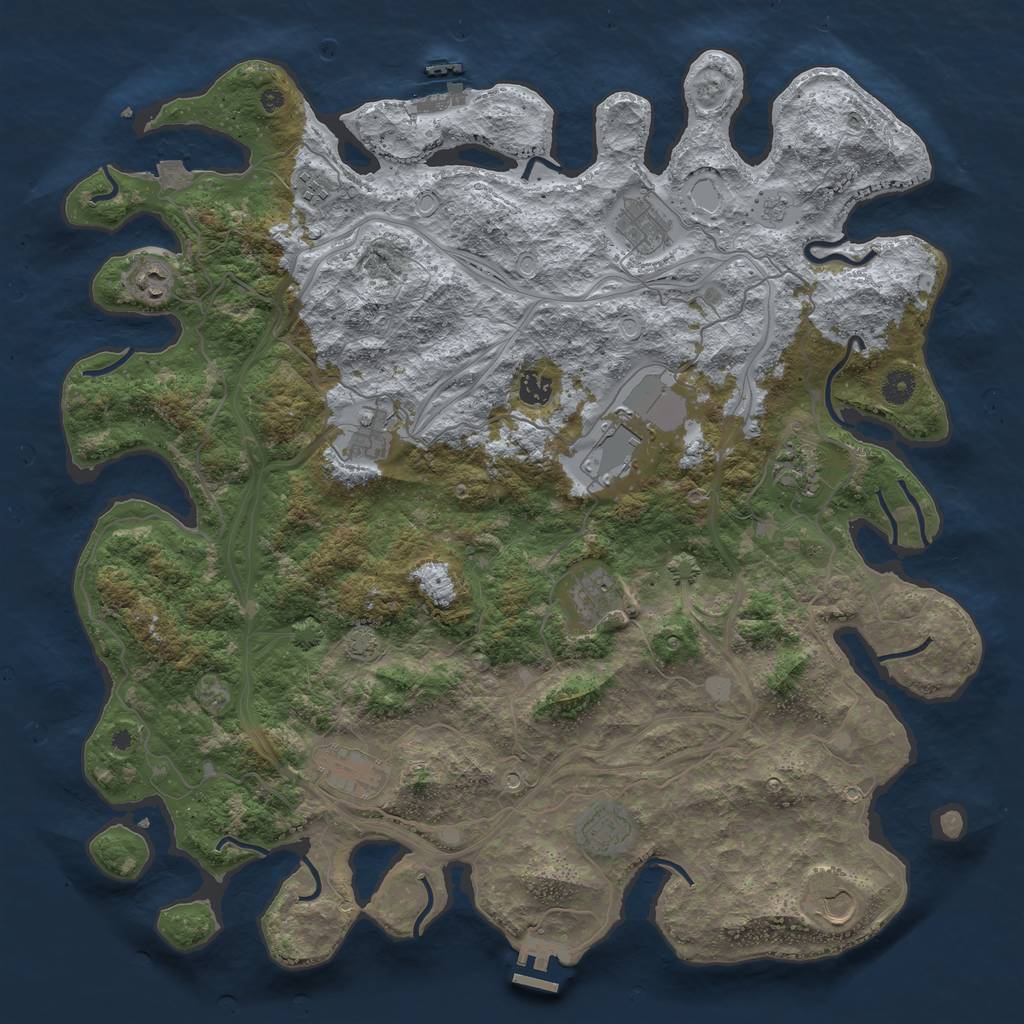 Rust Map: Procedural Map, Size: 4500, Seed: 2126433094, 19 Monuments