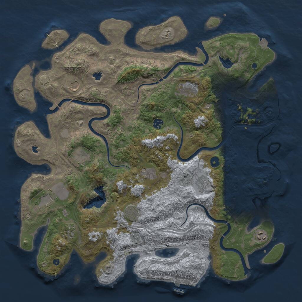 Rust Map: Procedural Map, Size: 4500, Seed: 650738691, 17 Monuments