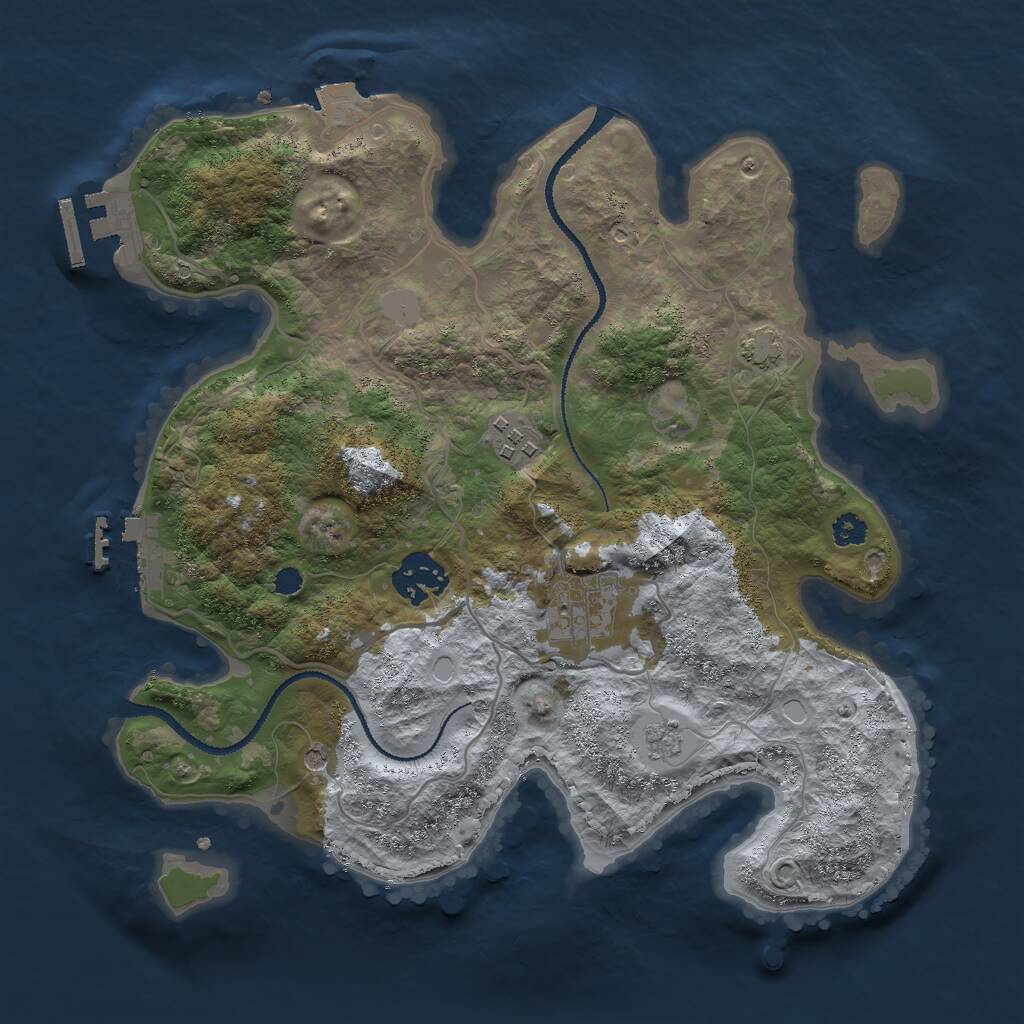 Rust Map: Procedural Map, Size: 3000, Seed: 530209570, 9 Monuments