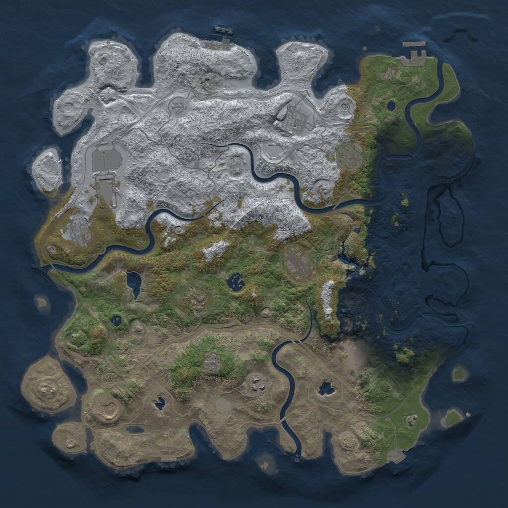 Rust Map: Procedural Map, Size: 4500, Seed: 25073565, 17 Monuments