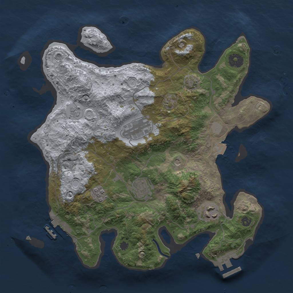 Rust Map: Procedural Map, Size: 3000, Seed: 350382089, 12 Monuments