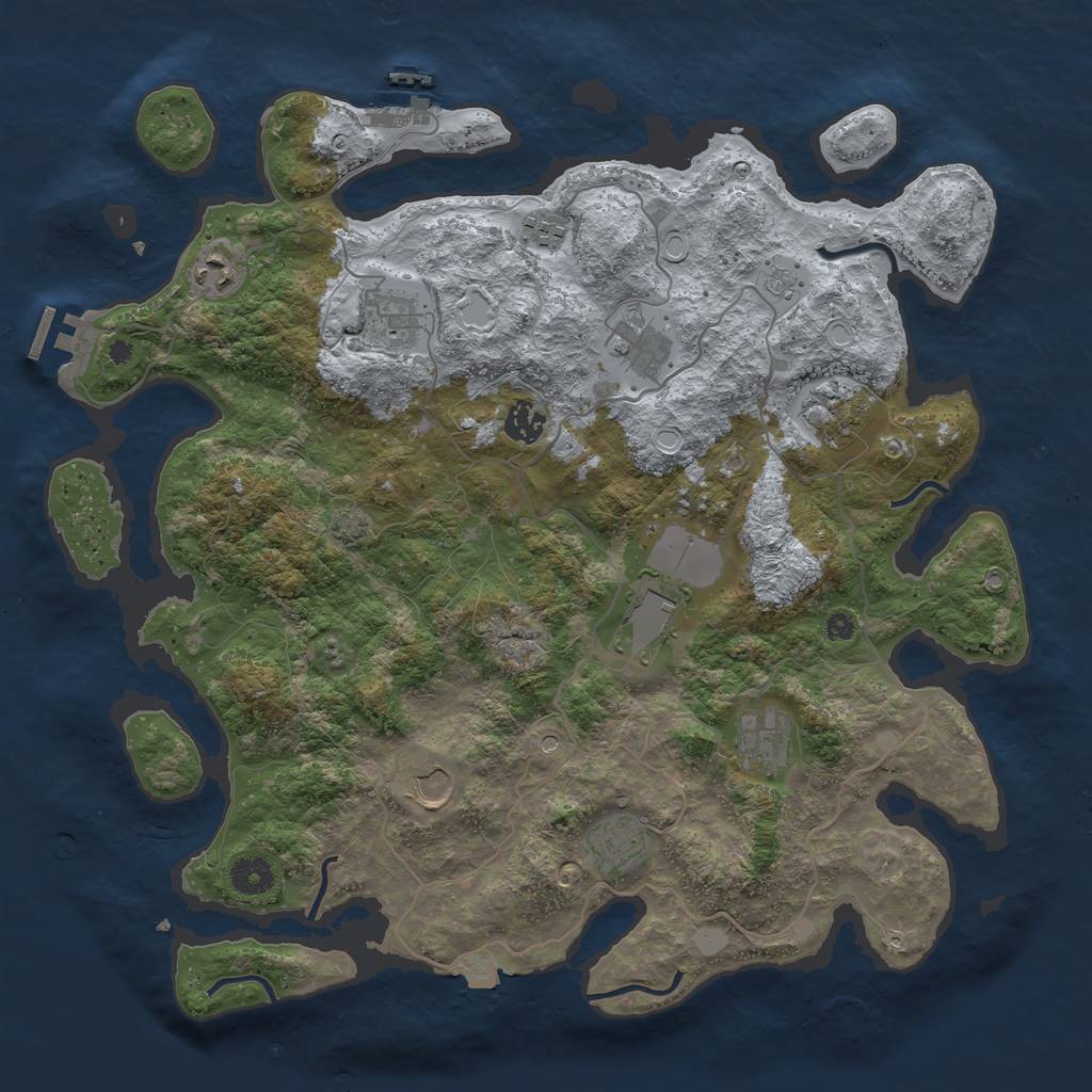 Rust Map: Procedural Map, Size: 4000, Seed: 1212121213, 18 Monuments