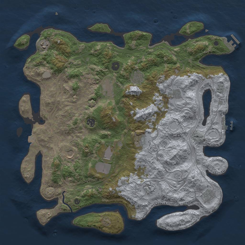 Rust Map: Procedural Map, Size: 4300, Seed: 2030771971, 19 Monuments