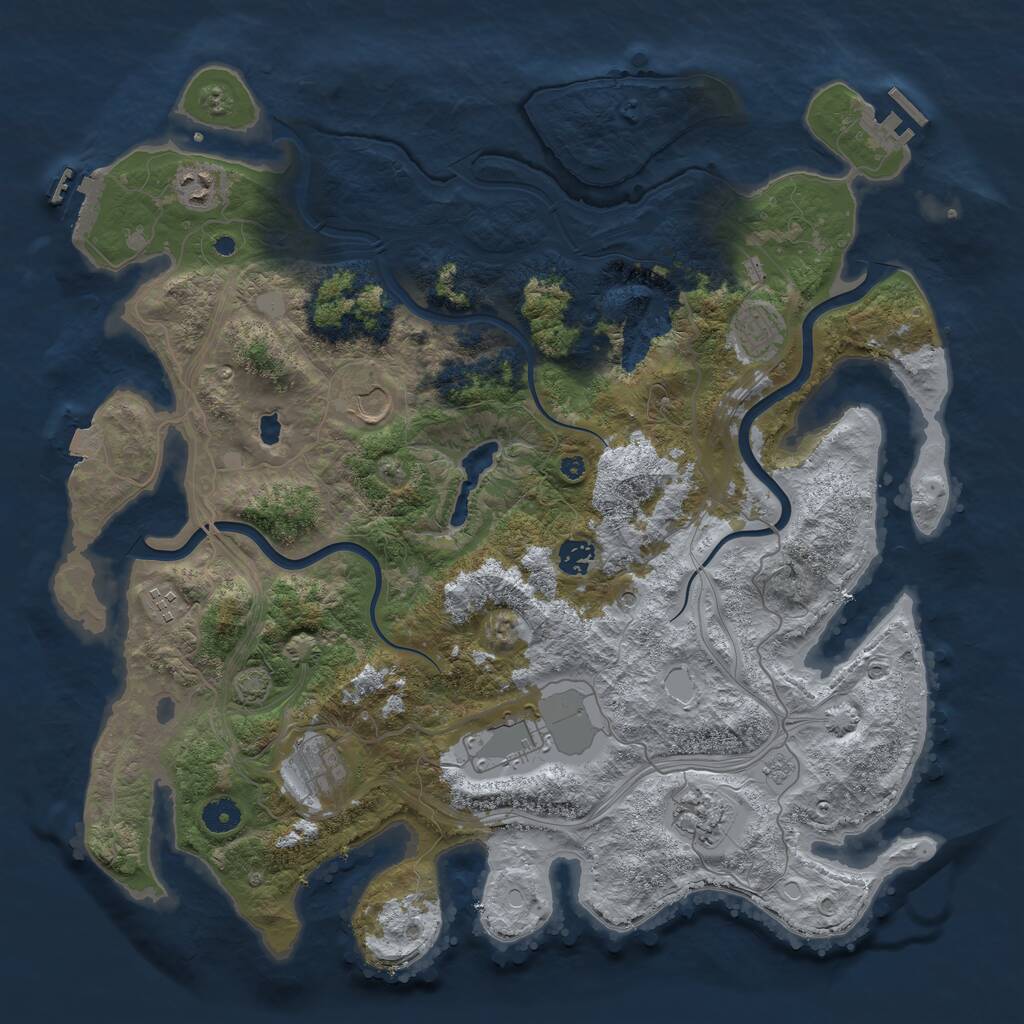 Rust Map: Procedural Map, Size: 4250, Seed: 522220541, 14 Monuments