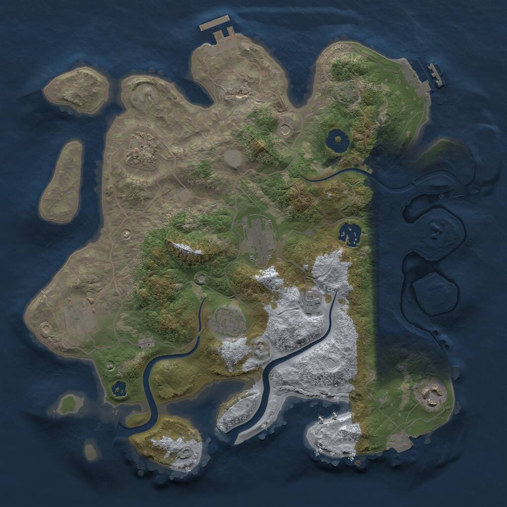 Rust Map: Procedural Map, Size: 3300, Seed: 1411780488, 12 Monuments