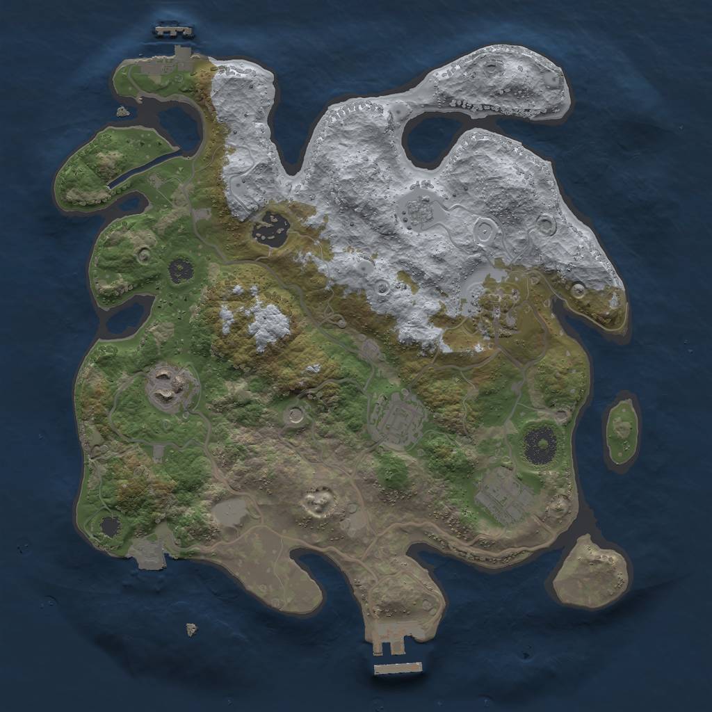 Rust Map: Procedural Map, Size: 3000, Seed: 21596, 12 Monuments