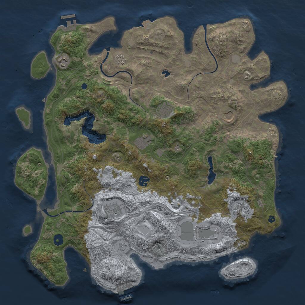 Rust Map: Procedural Map, Size: 4250, Seed: 1210274414, 15 Monuments