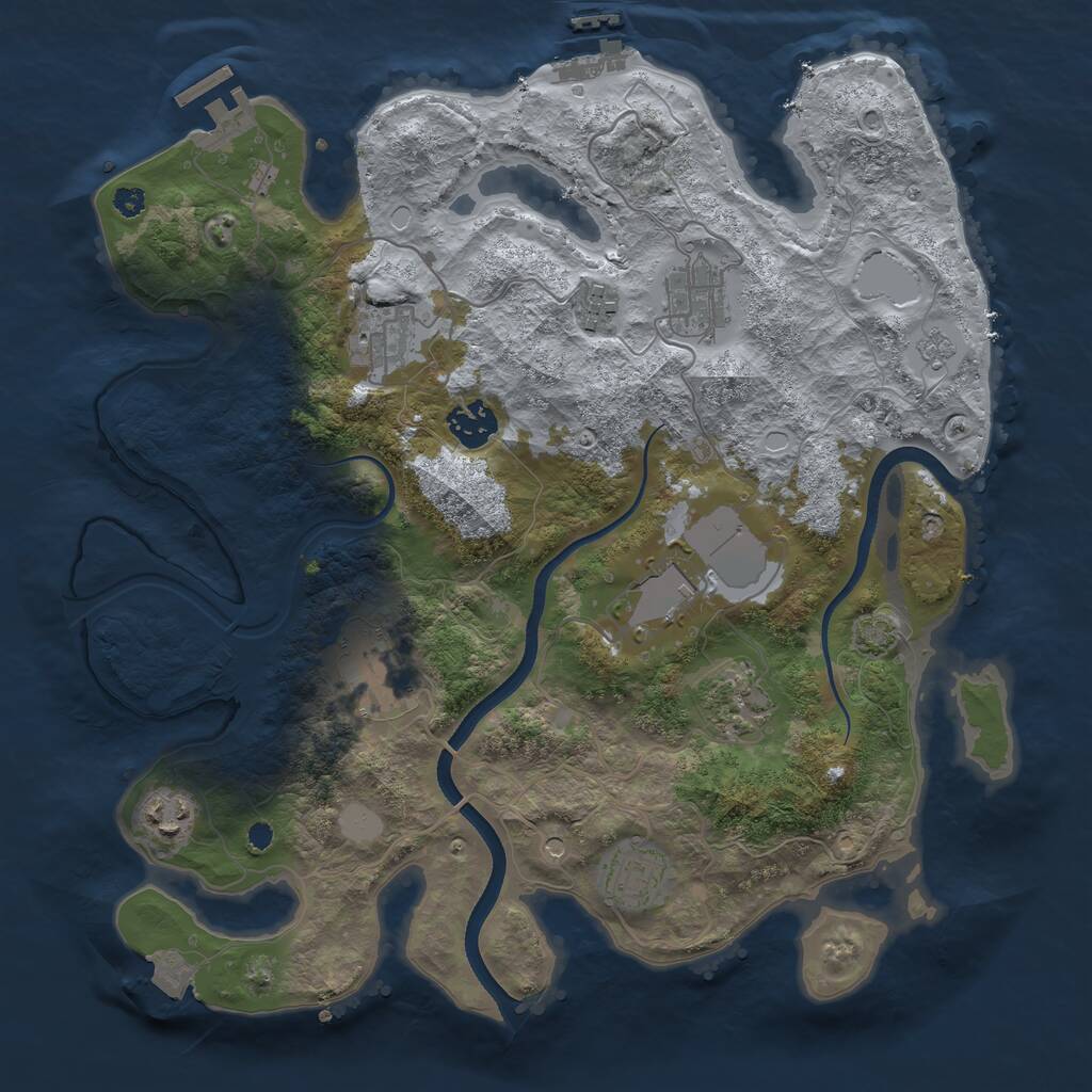 Rust Map: Procedural Map, Size: 3500, Seed: 1097304697, 15 Monuments