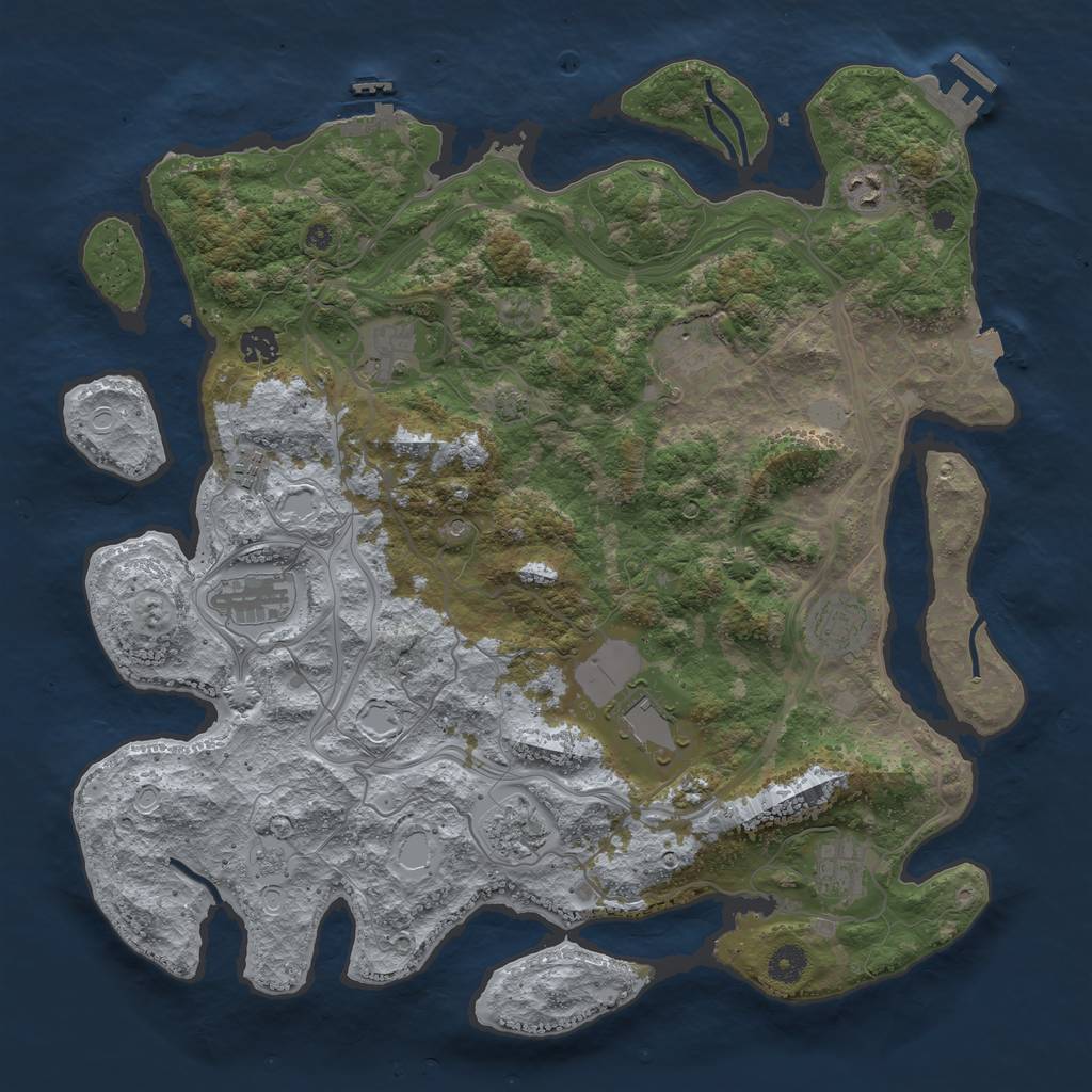 Rust Map: Procedural Map, Size: 4250, Seed: 244804338, 18 Monuments